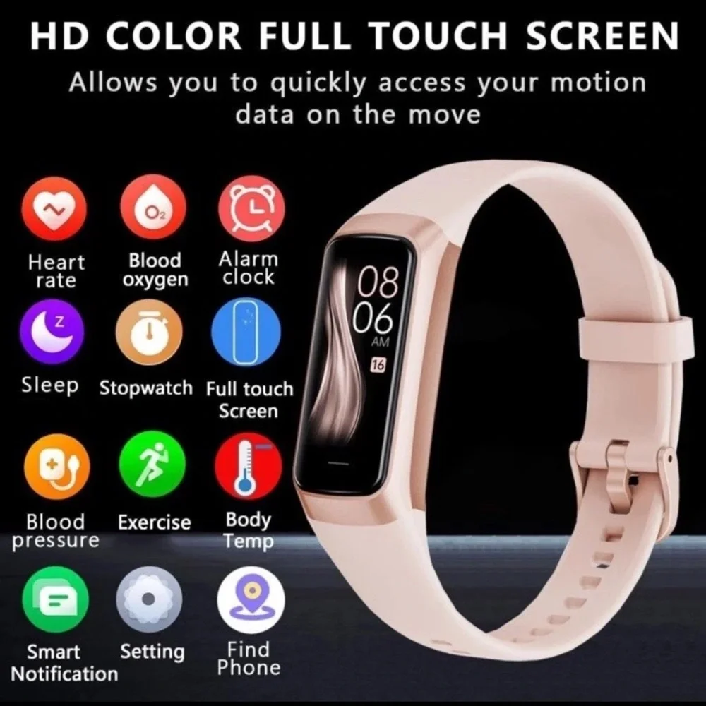 Fitness Tracker with 24/7 Heart Rate, Blood Oxygen Blood Pressure Sleep Monitor